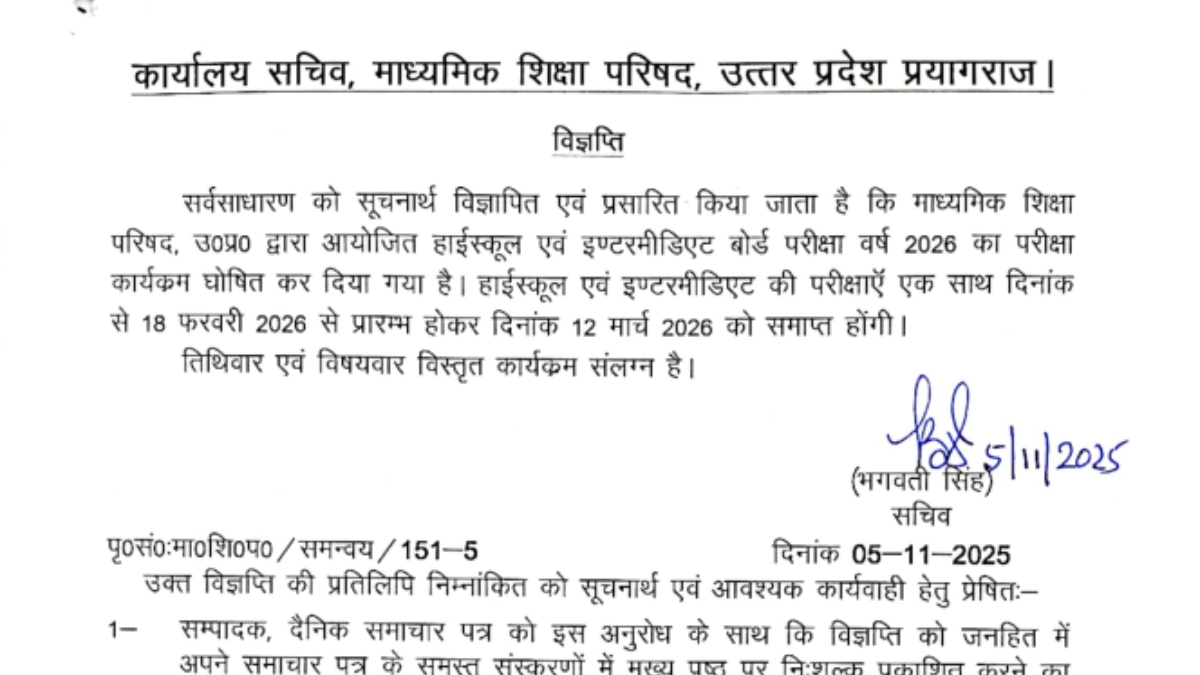 Candidates can check detailed timetables published on the official website at upmsp.edu.in.